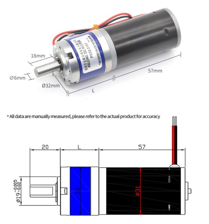 12V/24V PG32-3157 Gepoetste planetaire versnelling Micro motor 24V DC planetaire versnelling motor 11