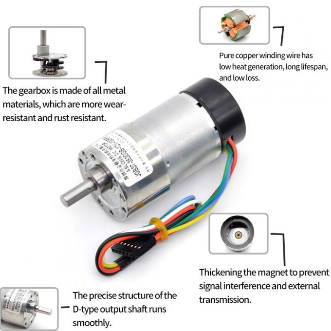 Hoge Torsie Zonderlinge Shaftgear Motor 1600rpm 37mm Hall Encoder Cap Protective 17