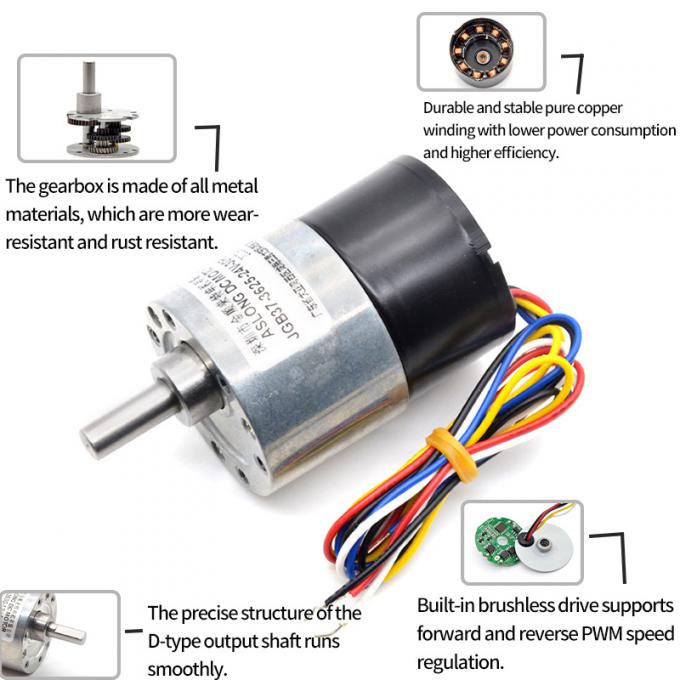 Hoge kwaliteit 24V vertragingsmotor JGB37-3625 Mini elektrische borstelloze DC-motor 21
